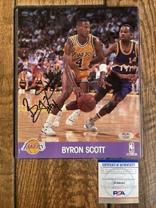 LA Lakers Byron Scott Signed 1990 NBA Hoops 8x10 Official License Photo PSA - Picture 1 of 5