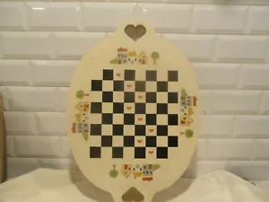 Schachbrett Handarbeit creme mit schwarzen/Häusern/Herzgriffen. - Bild 1 von 7