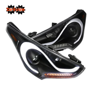 For 12-17 Hyundai Veloster Black Projector Headlight Sequential Signal LED DRL - Picture 1 of 5
