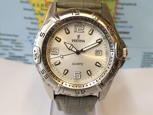 FESTINA QUARTZ SILVER DIAL 1617001 MEN'S FULL WORKING CONDITION VINTAGE WATCH - Picture 1 of 22