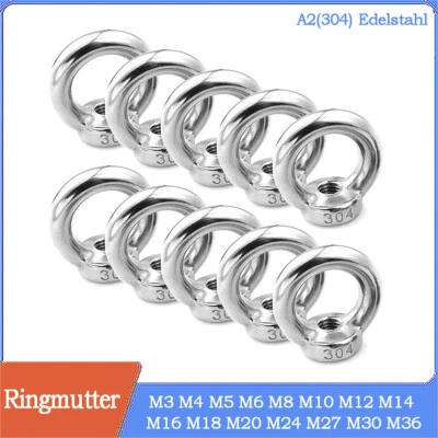 Augenmutter rostfreie Augbolzen Ösenmutter Ringmutter 304 Edelstahl M3 bis M36 - Bild 1 von 4