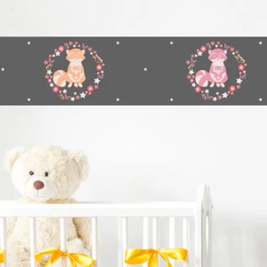 Wandkings Bordüre "Waschbären" selbstklebend Kinderzimmer Flur Mädchen Girl - Bild 1 von 3