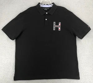 Tommy Hilfiger Big H Polo Shirt Men Size XXL Casual Short Sleeve Black - Picture 1 of 11