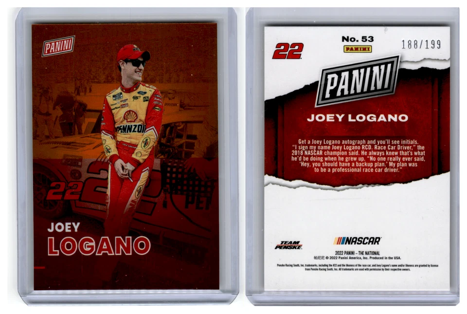 2022 Panini National Silver Pack Orange Parallel Joey Logano 188/199 - Image 1 of 1