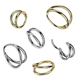 Implant Grade TITANIUM - Hinged Segment Ring Double Hoop Earring Nose 6mm 8mm - Picture 1 of 3