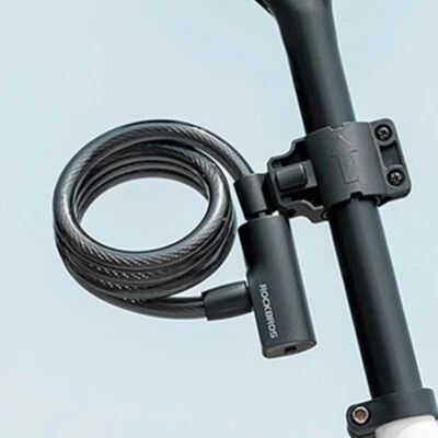 ROCKBROS Portable Bicycle Lock Anti-theft Steel MTB Road Bike Cable Lock 2 Keys - Image 1 of 4