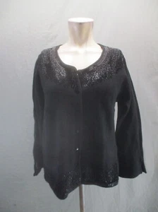Brooks Brothers Size L Women 100% Merino Wool Button Up Embellished Cardigan 453 - Picture 1 of 9