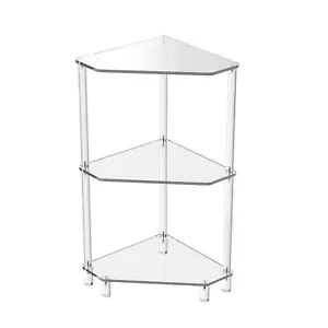 Mesa auxiliar esquinera triangular de acrílico de 3 niveles pequeña mesa auxiliar esquinera baño - Imagen 1 de 12