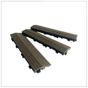 1x DIY WATSUN WPC Interlocking Decking Tiles Garden Flooring Dark Brown Edge Bar - Picture 1 of 5