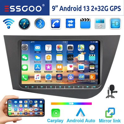 Android 13 2+32G Carplay Autoradio GPS Navi WIFI RDS Für Seat Leon 1P1 2005-2011 - Bild 1 von 4