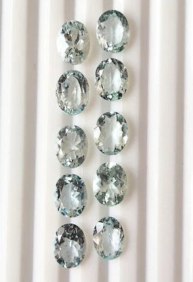 Natural Light Blue Aquamarine 7X9 mm Oval Faceted Untreated Gemstone 10 Pieces - Image 1 of 4