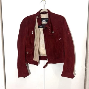 Belstaff The Aviator Wildlederjacke Damen Echtleder Burgund Mesh Detail 42 - Bild 1 von 12