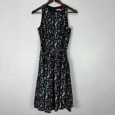 Vestido sin mangas Isaac Mizrahi New York para mujer talla 4 negro estampado multicolor Foto 1 de 4