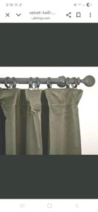 POTTERY BARN VELVET GREEN MOSS (2) HUGE HEAVY BLACKOUT PANELS CURTAINS 100X84 - Picture 1 of 8