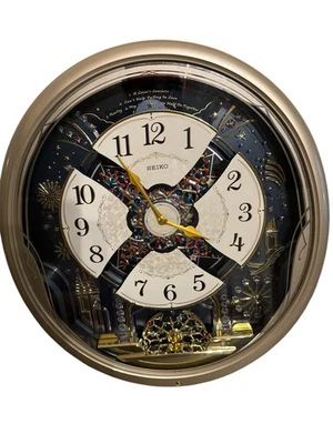 Seiko Starry Night Melodies In Motion Oval Wall Clock Color Lights Music - Image 1 of 4