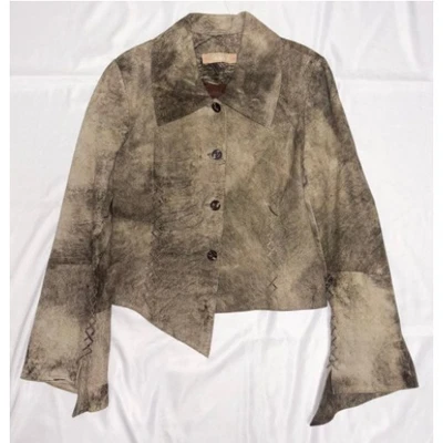 1990s Gianni Unique Asymmetry Suede Leather Jacket Size XL Vintage Designer - Image 1 of 4