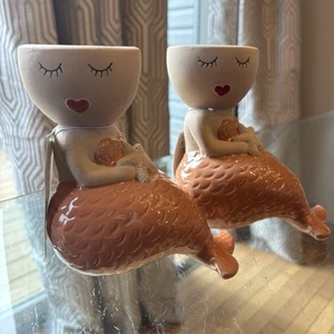Place & Time Pair of Terracotta Taper Indoor Candle Holders Vases 5.75” Tall NWT - Picture 1 of 18