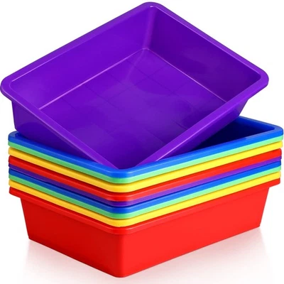 10 Pcs Flat Storage Organizer Tray Bin Letter Size Tray for Classroom Plastic... - Image 1 of 4
