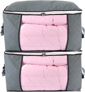 Comforter Storage Bag, Zippered Bag with Large Clear Window and Carry Handles, S - Picture 1 of 12