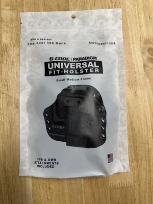 FUNDA DE AJUSTE UNIVERSAL G-CODE PARADIGM PARA ARMA DE FUEGO CON MARCO PEQUEÑO/MEDIANO EN NEGRO Foto 1 de 2