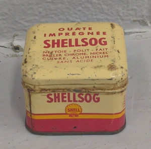 Vintage French SHELL Shellsog Impregnated Cotton wool Tin SH56 - Picture 1 of 9