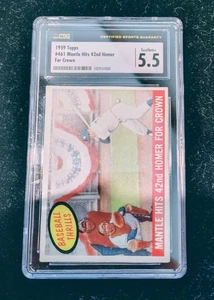 1959 Topps #461 Mantle Hits 42nd Homer CSG 5.5 - Picture 1 of 2