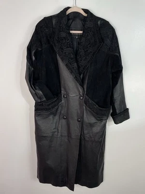 Gabardina de cuero Wilson de colección para mujer MP gamuza cachemira moto doble pecho años 80 Foto 1 de 4