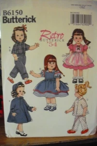 18" Puppenkleidung ©2014 Butterick Retro '54 Schnittmuster B 6150 UNGESCHNITTEN KOSTENLOSER VERSAND - Bild 1 von 2