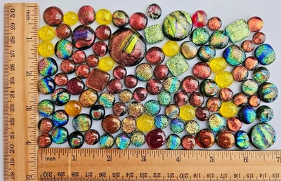 Más de 100 cabujones/lote/fabricación de joyas/COE 90 de vidrio dicroico artesanales surtidos Foto 1 de 3