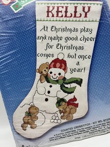 GOOD SHEPHERD Counted Cross Stitch Kit #87208 Christmas Stocking Snowman Bears - Picture 1 of 6