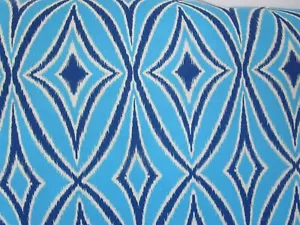 Waverly MODERN Outdoor Fabric SNS Centro Blue Ikat 1 Yard Lot - Picture 1 of 4