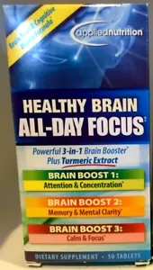 Applied Nutrition HEALTHY BRAIN ALL-DAY FOCUS booster Turmeric 50 tabs - Picture 1 of 2