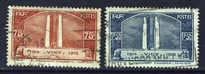 FRANCE 1935 The Canadian War Memorial, Vimy Ridge Set SG 549 & SG 550 VFU - Picture 1 of 2