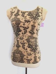 Vntg 90’s Y2K SHAMELESS Beige Cap Sleeve Women's T Shirt Baroque NWT New M USA - Picture 1 of 6