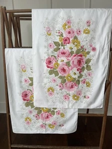 2 Vintage Rose Pink Pillowcases | Fieldcrest & Love Shack Fancy | Cottage Core - Picture 1 of 7