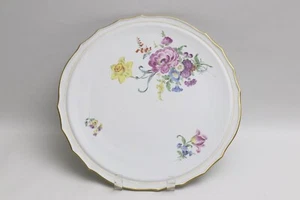 ⚔ Meissen,Tortenplatte,Blumenmalerei mit Gold,Pfeifferzeit um 1930 - Bild 1 von 5