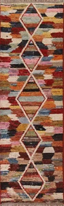 Geometric Moroccan Berber Plush Wool Hand-knotted Oriental Runner Rug 3x10 - Picture 1 of 19