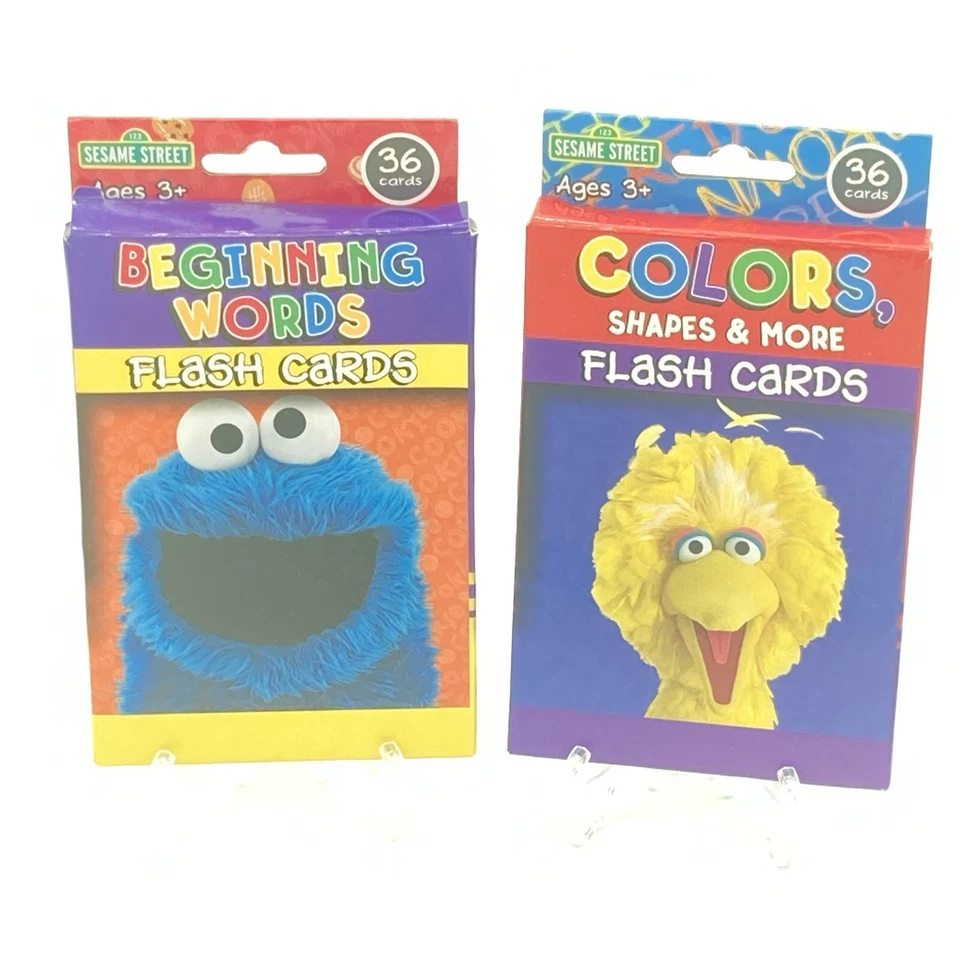 Sesame Street Flash Cards Numbers Colors Shapes Beginning Words Set of 3