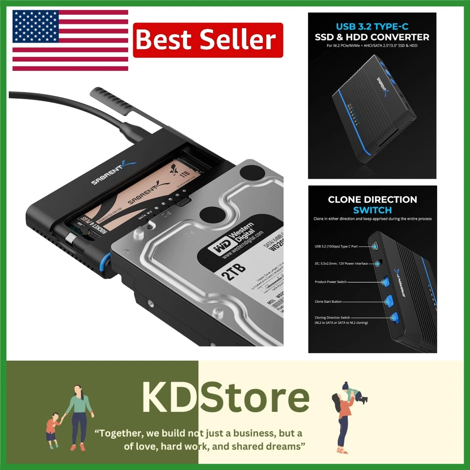 Advanced USB 3.2 Type-C M.2 and SATA SSD/HDD Converter with User-Friendly Setup - Image 1 of 4