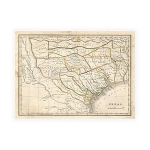Impresión En Lienzo O Papel Póster O Cuadro Sproul Dan Mapa Histórico De Texas - Imagen 1 de 2