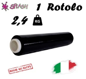 FILM ESTENSIBILE NERO 1 ROTOLO PELLICOLA BOBINA FASCIA PALLET - Foto 1 di 2