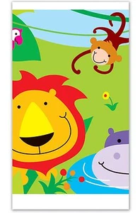 Jungle Theme Table Cover Boy Girl Kids Childrens Birthday Party Zoo Gift Animal - Picture 1 of 1