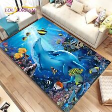 3D Seabed Underwater World Dolphin Turtle Area Rug,Carpet Rug for Living Room...
