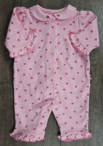Baby Girl Clothes Vintage Carter's Newborn Pink Ruffle Strawberry Outfit - Picture 1 of 3
