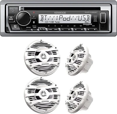 Altavoces estéreo marino KENWOOD KMR-D382BT Bluetooth, CD y 4x KFC-1653MRW 6,5" Foto 1 de 4