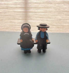 Vintage John Wright Cast Iron Amish 1 Boy 1 Girl on Bench 1997 Heavy - Picture 1 of 6