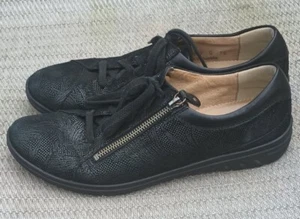 Hartjes XS Bandy Zip Black Leather Comfort Fantasy Lace Sneaker Women's Sz US7.5 - Picture 1 of 10