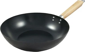 Kohlenstoffstahl Wok mit Griff 11 Zoll Bastelwok traditioneller gehämmerter Carbonwok - Bild 1 von 7