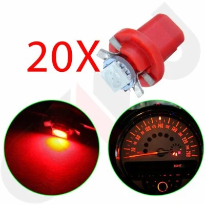 20Pcs Red B8.5D 5050 SMD LED Bulbs Dash Indicator Cluster Light For Porsche/BMW - Image 1 of 4
