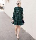 Chicwish XS Green & Black Plaid Coat Dress